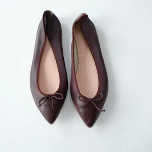 NUOVE scarpe ballerine J Crew Gemma con fiocco in pelle misura 6,5 bordeaux - Foto 1 di 5