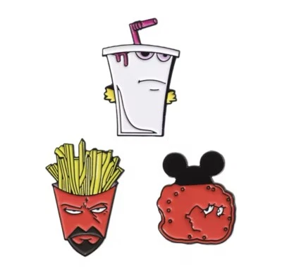 Fast Food Shake Meatball French Fries Style 3pc Pins Rubber Backs FREE SHIPPING - Image 1 of 4