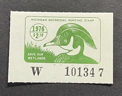 WTDstamps - 1976 MICHIGAN - State Duck Stamp - Lot1 - Mint OG NH  - Image 1 of 2