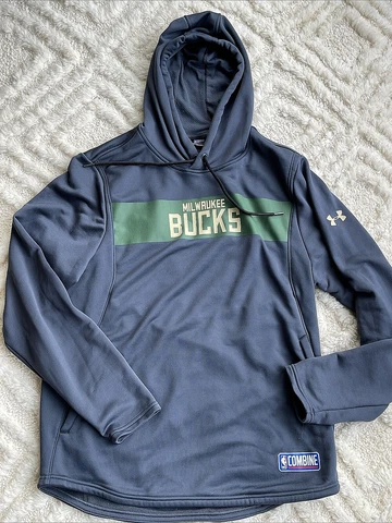 Under Armour Loose L Large Adult Milwaukee Bucks Combine Hoodie Long Sleeve Cover