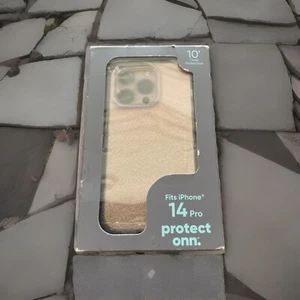 ONN. Clear/Gold Glitter Fade Phone Case for iPhone 14 Pro  - Picture 1 of 3