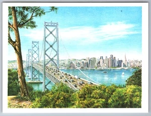 Postal Puente de la Bahía de Gran Tamaño 6.5x5" San Francisco por Thibaut OA-1 - Imagen 1 de 2