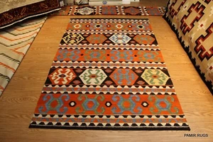 _HAND_WOVEN_KILIM_ Southwestern style 5x8 ft. SHIRVAN CAUCASIAN KAZAK DESIGN - Picture 1 of 11