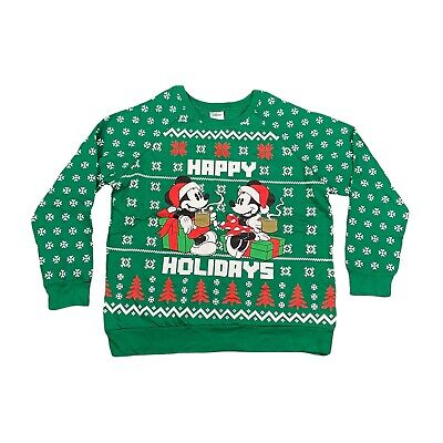 Disney Mickey Mouse Christmas Sweatshirt L UK 12 14 Jumper Sweater Xmas Festive • 18.31€