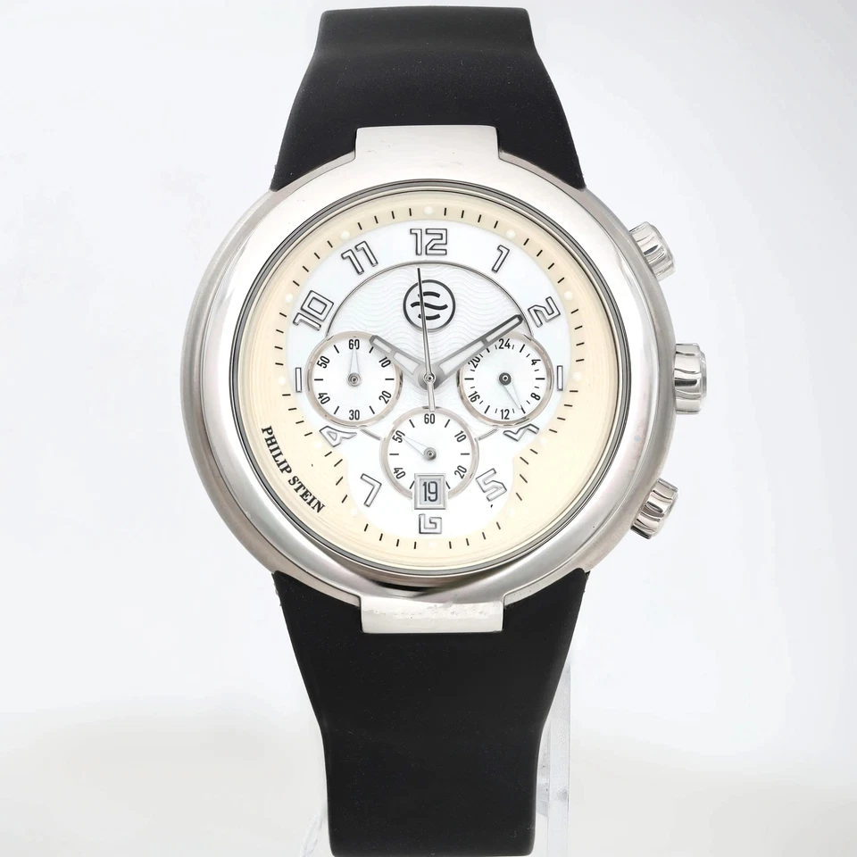 Philip Stein Active 45 mm acero cronógrafo esfera blanca reloj de cuarzo para hombre 32-AW-RBB Foto 1 de 3