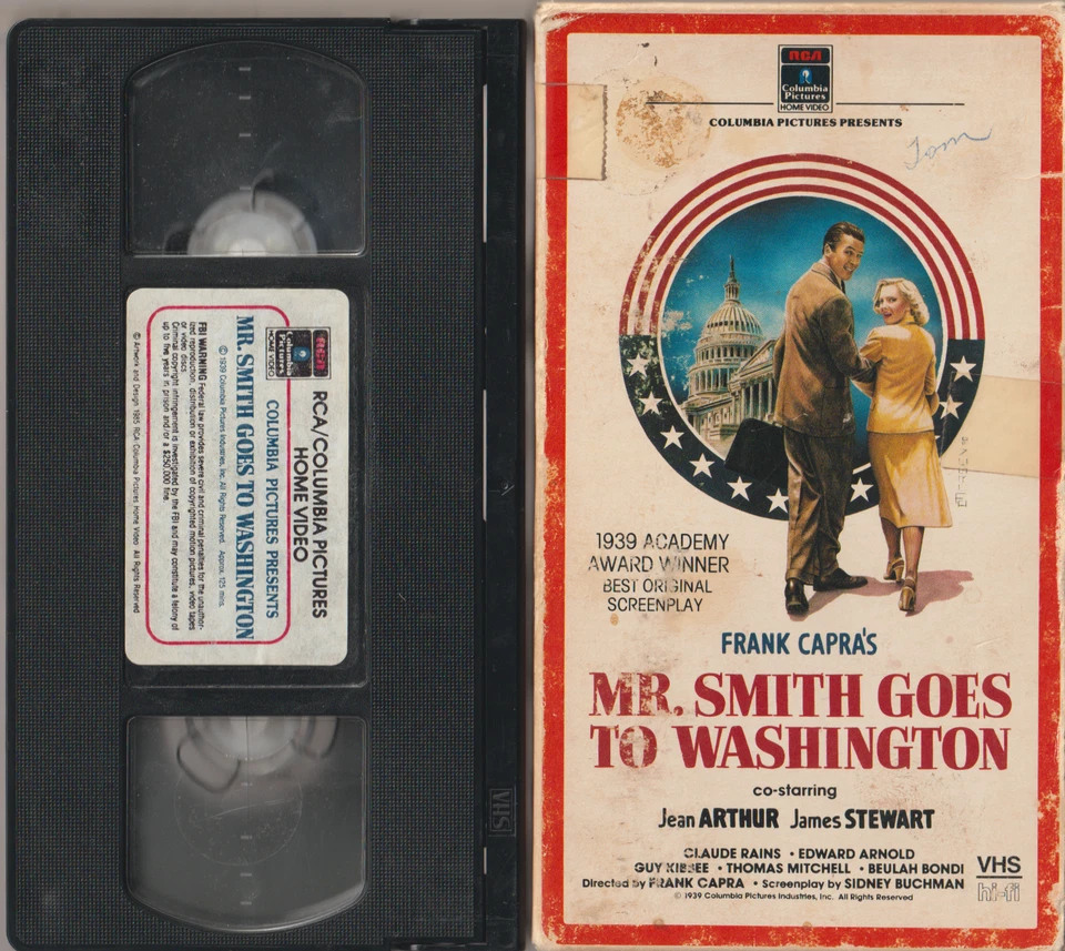 VHS - Mr. Smith Goes To Washington - RCA Columbia Side Flap 4 Sided James Stewar Foto 1 de 4