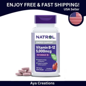 Natrol Vitamin B12 5000mcg Fast Dissolve,Energy & Nervous System Support, 100 CT - Picture 1 of 7
