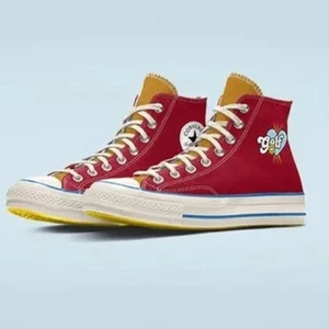 Converse X Golf Le Fleur Chuck Taylor High-Top Sneaker Red Yellow Size 9W / 7M - Picture 1 of 11