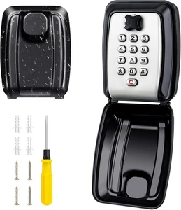 Key Safe Combination Lock Box Metal 12 Digit Weather Resistant Key Storage Black - Picture 1 of 7