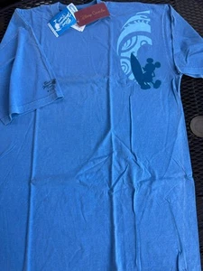 Crazy Shirts Disney Collection Mickey Mouse Surf Hook Blue Hawaii Dyed New w Tag - Picture 1 of 8