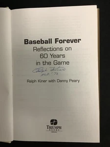 Ralph Kiner Signed Book Baseball Forever HOF 1975 Insc NY Mets WS Autograph JSA - Picture 1 of 4
