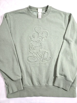 H & M L.O.G.G 绿色米老鼠圆领运动衫女式 XS — 第 1/4 张图片