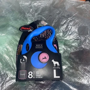 Flexi New Classic Retractable Tape Dog Lead 8m long lead Blue Dogs max 50kg - Picture 1 of 5