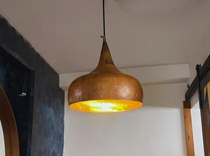 Bronze Copper Dome Pendant – Handmade Moroccan Ceiling Light, Rustic Boho Lighti - Picture 1 of 4