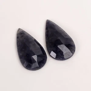 Par de piedras preciosas facetadas sueltas translúcidas con forma de pera 22x12x5 mm de zafiro azul de 15 quilates - Imagen 1 de 5
