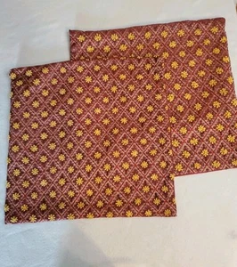 Set 2 Pier One Pillow Cover Embroidery Burgundy Tan Boho 19 × 19 - Picture 1 of 6