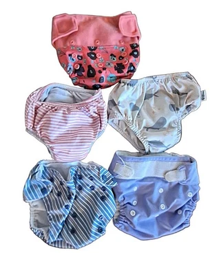 5 Baby Adjustable Pocket Cloth Reuseable Diapers No Inserts EUC - Image 1 of 4