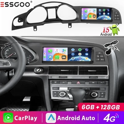 6+128G Für Audi A6 C6 4F MMI 2G 2005-2009 Carplay Android15 Multimedia Autoradio - Bild 1 von 4