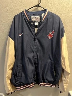 Винтажная бейсбольная куртка Reebok Cleveland Indians Chief Wahoo Team размер XXLarge - Изображение 1 из 4