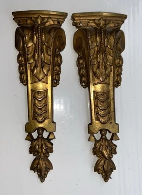 Pair Antique French Salvage Pediment Furniture Mounts Hardware Salvage 145mm  - Image 1 of 2