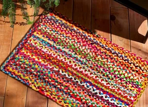 Chindi Rug, 2x3 Feet, Multicolor, Area Rug, 24x36 Inch, Braided, Reversible, ... - Picture 1 of 9