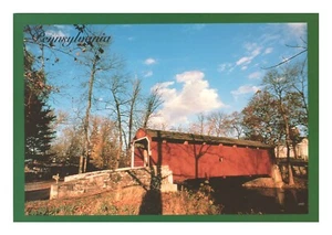Postcard 4x6 PA Covered Bridge Stone Wall - Picture 1 of 2