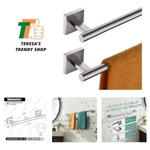 Set Porta Asciugamani Acciaio Inox Nichel Spazzolato - 24 Pollici, Confezione da 2 per Bagno - Foto 1 di 9