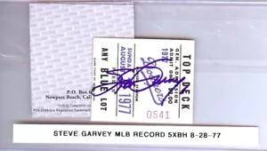 Steve Garvey Signed Autographed Ticket Stub Dodgers 5 Hits 8/28/77 PSA 8A76061 - Picture 1 of 2