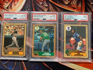 1987 Topps TIFFANY 3 CARD LOT; BONDS, McGWIRE & JACKSON; PSA 8,8,9 - Picture 1 of 2