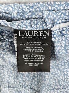 Lauren Ralph Lauren Black Label King Cottage Blue White Floral Sheets Set Cotton