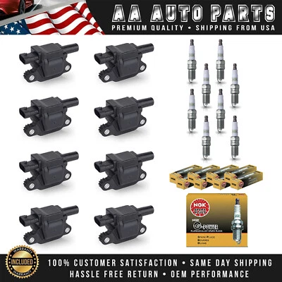 8 Ignition Coil & 8 NGK Platinum Spark Plug for GMC Sierra 1500 2007-2012 5.3L - Image 1 of 4