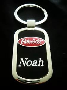 Peterbilt Black Onyx & Silver Key Chain-Free Hand Engraving - Picture 1 of 1
