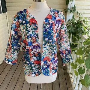 Weavz Cutout Topper Jacke XL Leinen Aquarell Blumen Blazer künstlerisch Fee festlich - Bild 1 von 8