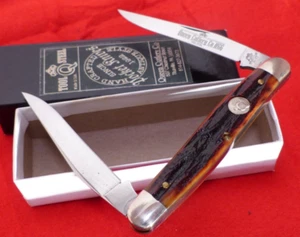 Queen USA Made 4" Closed Amber Stag 2 Blade Muskrat Knife MINT - Picture 1 of 5