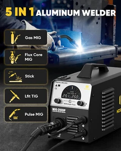 5in1 flux cored wire MIG/Pulse-TIG/LIFT-WIG/STICK welding machine, 250A, for aluminum - Picture 1 of 17