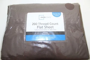 Mainstays King Flat Sheet Brown 200 Thread Count NWT - Picture 1 of 2