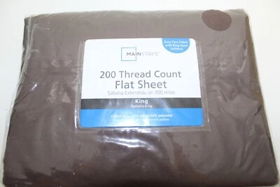 Mainstays King Flat Sheet Brown 200 Thread Count NWT - Image 1 of 2