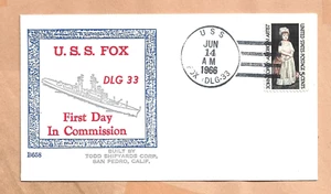U.S.S FOX FIRST DAY COMMISSION JUN 14,1966 BECK 658 NAVAL COVER - Picture 1 of 1