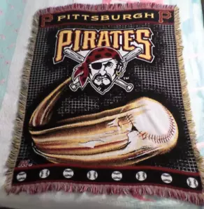 Pittsburgh Pirates Knit Throw Blanket Tapestry, 41”x51” (43x54 fringe to fringe) - Picture 1 of 10