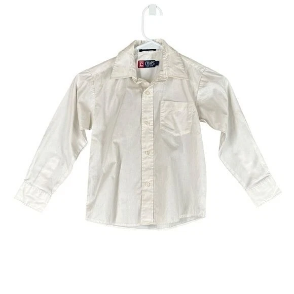Chaps Boy’s 7 White Button LS Dress Shirt Cotton Blend Pocket Preppy Classic - Image 1 of 4