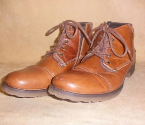 Men's Bull Boxer Medium Brown Leather Chukka Boots w/ Laces & Side Zipper Size 8 - Picture 1 of 6
