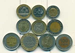 10 BI-METALL MÜNZEN aus 10 LÄNDERN (ARGENTINIEN nach VENEZUELA)..Lot #1 - Bild 1 von 2