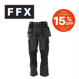 More details for dewalt vancouver grey black slim fit stretch work trousers ripstop ffx exclusive