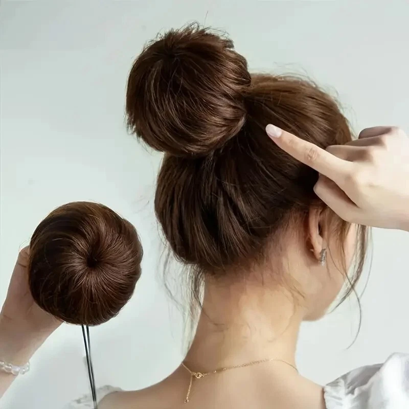 Synthetic Hair Bun Extension Drawstring Ballet Bun Donut Chignon Updo Hairpiece - Image 1 of 4