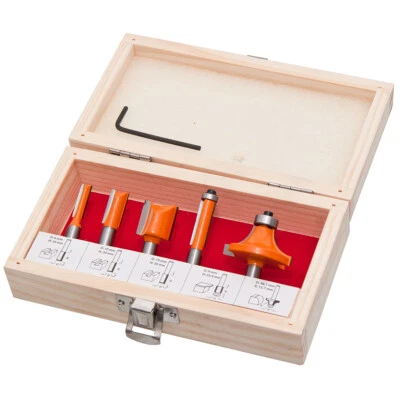 5 tgl HM Fräsersatz Schaft 8 mm Nut Bündig Abrund Zinker Fräser Holz Set - Bild 1 von 2