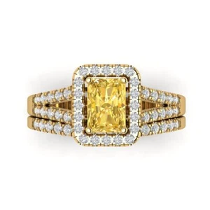 1.72 tcw Emerald Cut Engagement Ring 14K Yellow Gold Yellow Promise Ring - Bild 1 von 5