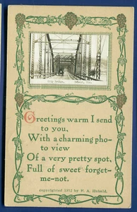 City Bridge Durand Wisconsin wi mini real photo on Postcard Postmarked 1913 - Picture 1 of 2