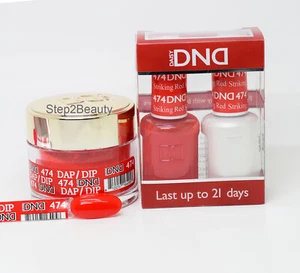 DND Trio Dipping powder + Soak off gel + Nail lacquer - #474 Striking Red - Picture 1 of 1