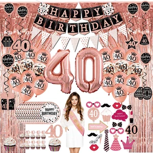 40Th Birthday Decorations for Women - (76Pack) Rose Gold Party Banner, Pennan... - Picture 1 of 12