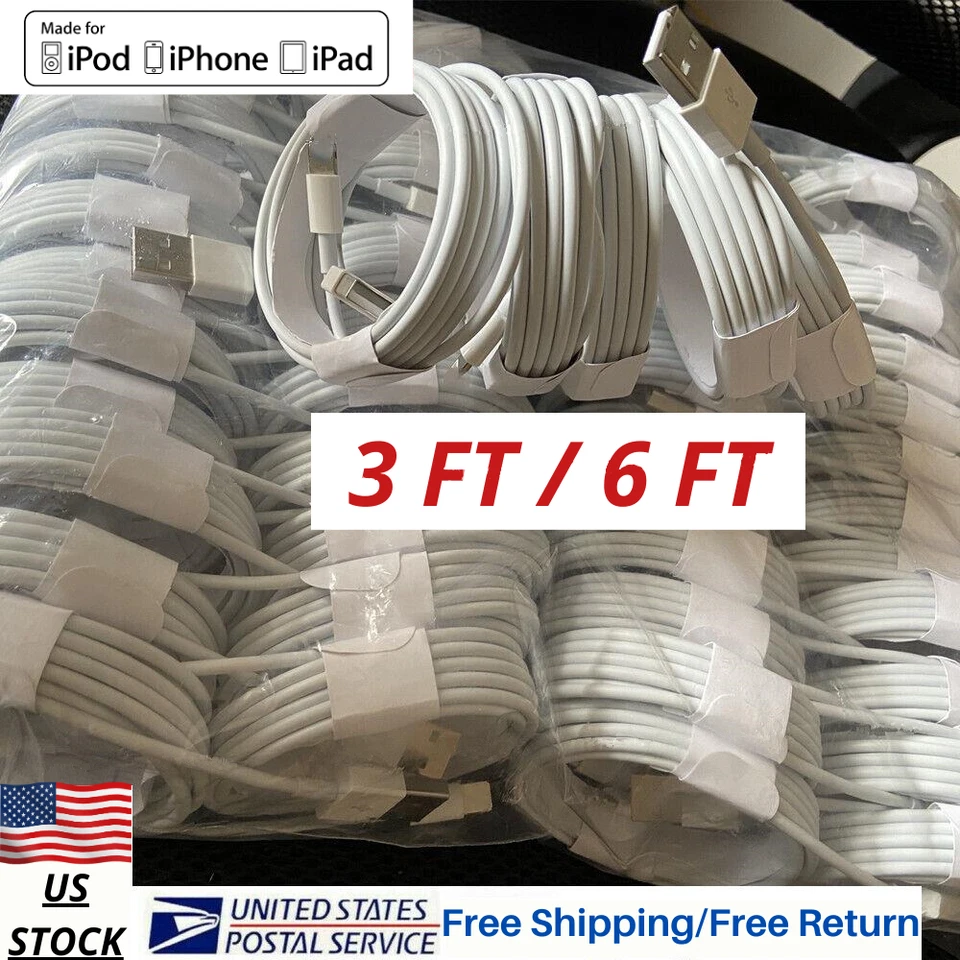Wholesale USB Charger Cable Cord For Apple iPhone 6 7 8 X XR 11 12 13 14 Pro Max - Image 1 of 4